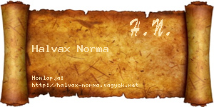 Halvax Norma névjegykártya
